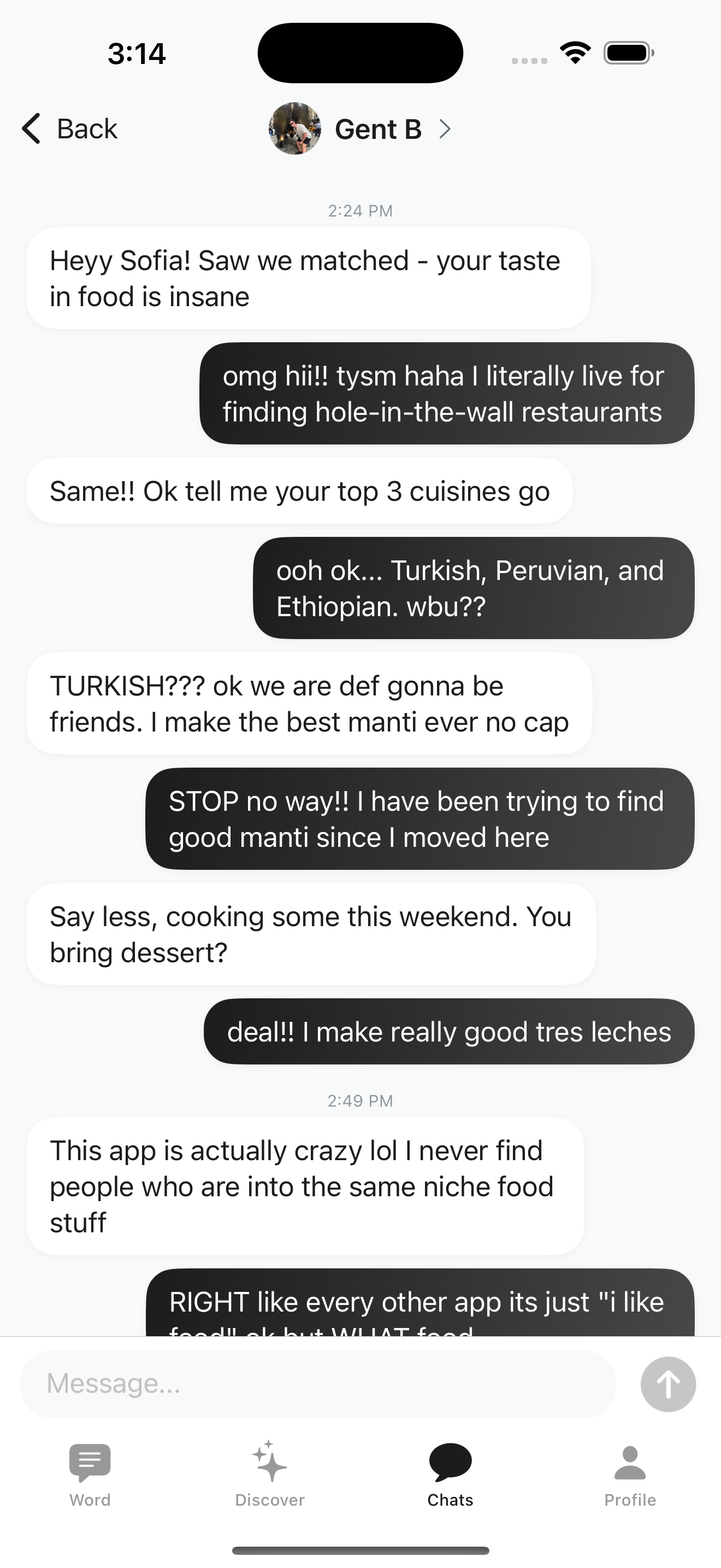 Chat — real conversations